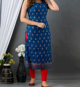 Blue Printed Casual Dress