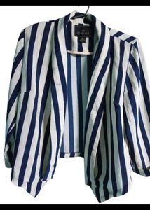 Timing Navy white striped open blazer shrug