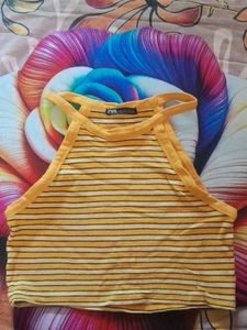 ZARA Striped Halter Neck Crop Top