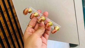 golden and gel design nails