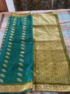 Elegant Green &amp; Gold Saree