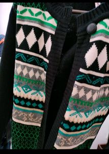 Black Wool Office Purpose Sweatshirt Cardigan
