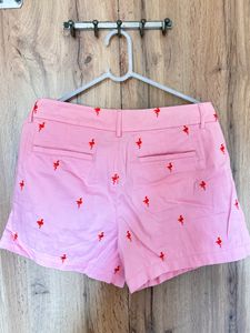 Flamingo Printed Shorts Size :34Women's Embroidere
