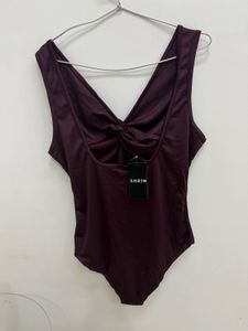 Shein Deep V-Neck Twist Front Bodysuit