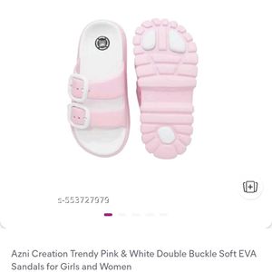 Pink & White Double Buckle Sandals