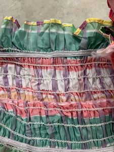 Colorful Plaid Smocked Off-Shoulder Top