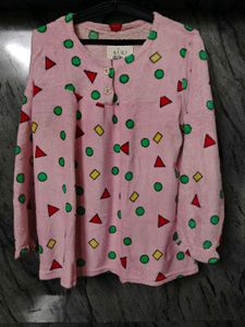 Cute Pink Geometric Print Top