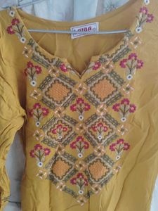 Yellow Embroidered Kurta