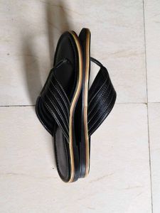 Woods Women Black Leather Flat Slip On
