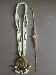 Elegant Pearl Necklace & Bracelet Set