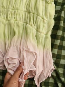 Fairycore green-pink ombre strap top