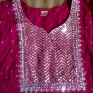 Embroidered Nyra cut Kurta Set with Dupatta