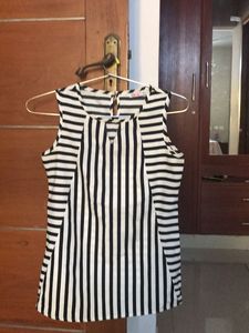 White Strip Sleeveless Top