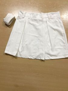 White Pleated Mini Skirt