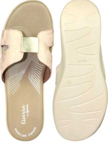 Chic Pink &amp; Gold Slide Sandals