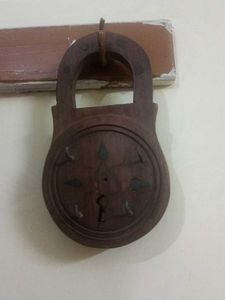 Vintage Wooden Lock Shaped Key Holder