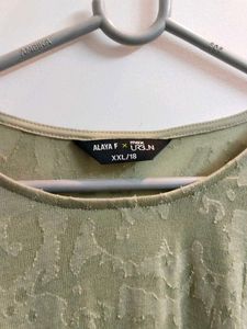 Green Textured Long Sleeve Top