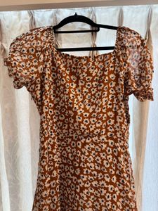 Woman Brown Floral Midi Dress