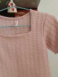 Peace Textured Square Neck Top