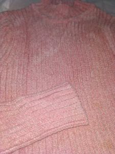 Baby Pink Ribbed High-Neck Sweater 💖