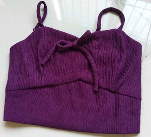 Purple Textured Crop Top