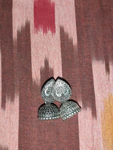 Oxidized Silver Jhumka Earrings