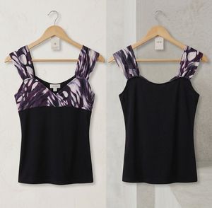 Sweetheart Neck Cami - Black & Purple Mixed Print