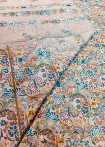 fancy Pure Masleen Shimmer Suit Sky Blue Golden Bu