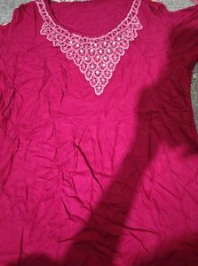 Beautiful Pink Kurti with Embellished Neckline