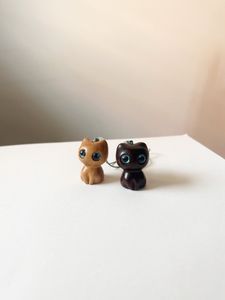 Wooden Carved Cat Charms