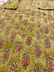 FabIndia Green Floral Print Cotton Kurta