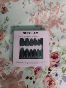 SHEGLAM Matte Black Almond Press-On Nails