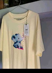 Cute Elephant Print Yellow T-Shirt