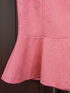 Coral Peplum Textured Top