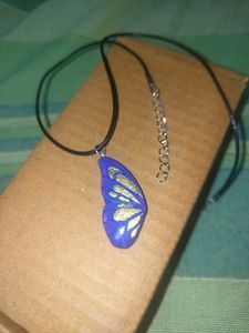 Shimmering Butterfly Wing Pendant Necklace