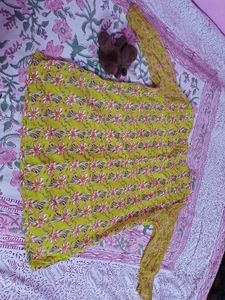 Yellow Floral Print Kurta