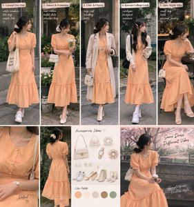Korean peach dress
