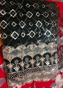 A timeless look with embroidery black dress