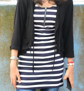 Black And White Bodycon Striped Dress