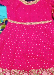 anarkali frock with pant nd dupatta