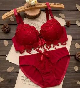 Women's Honeymoon Hot Lacy Red Bra & Panty Set