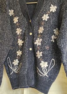 Embroidered Wool Cardigan