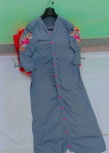 Embroidered Grey Kurta