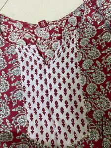 Maroon Floral Print Kurta