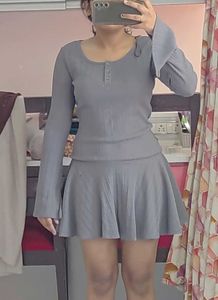Grey Bell Sleeve one piece
