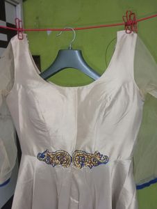 Royal Blue and Golden Gown With Jacket