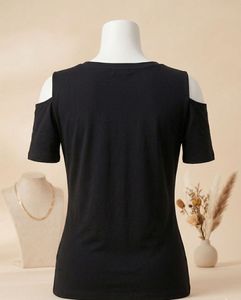 Black Cold Shoulder Tee