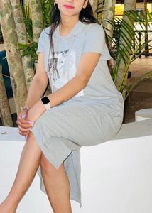 Casual Grey Hoodie Dress