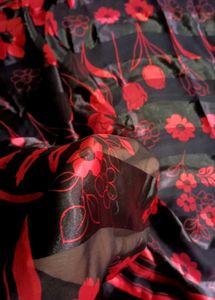 Vintage Floral Print Silk Scarf