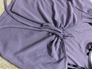 Purple Tie-Front Crop Top
